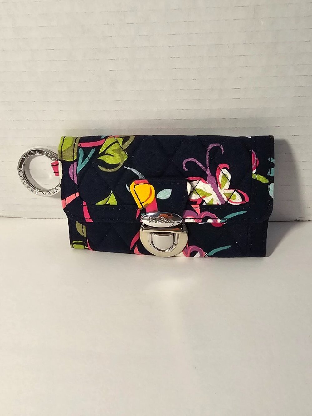 NWOT Vera Bradley Quick Swipe ID Pushlock Wallet Ribbons Keychain Bag Wristlet